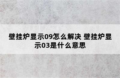 壁挂炉显示09怎么解决 壁挂炉显示03是什么意思